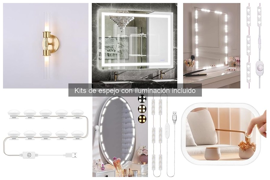 Kits de espejo con iluminación ideal para espacios pequeños